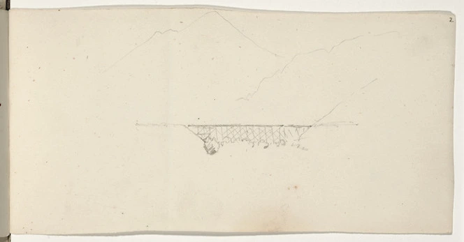 Gully, John, 1819-1888 :[Trestle bridge and hills. 1860-1880s].