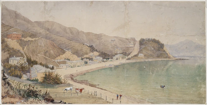 Aubrey, Christopher, fl 1868-1906 :[Oriental Bay]. 1889.