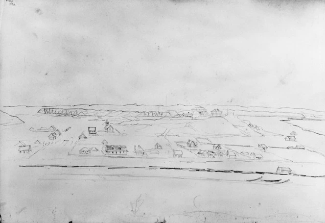[Park, Robert] 1812-1870 :[Panorama of Wanganui from Durie Hill, 1848 or 1849?]