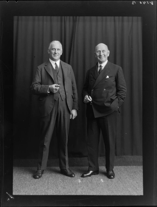 New Zealand Rugby Football Union president Stan Dean and manager, J Baxter, during the British Lions tour