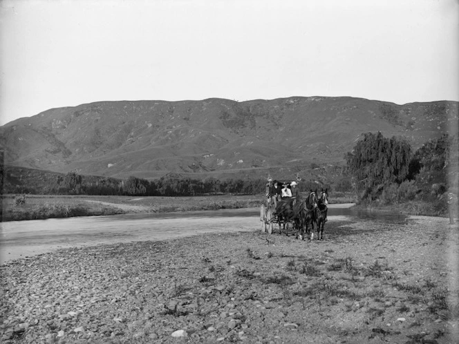 Alongside the Esk River, with horse drawn coach