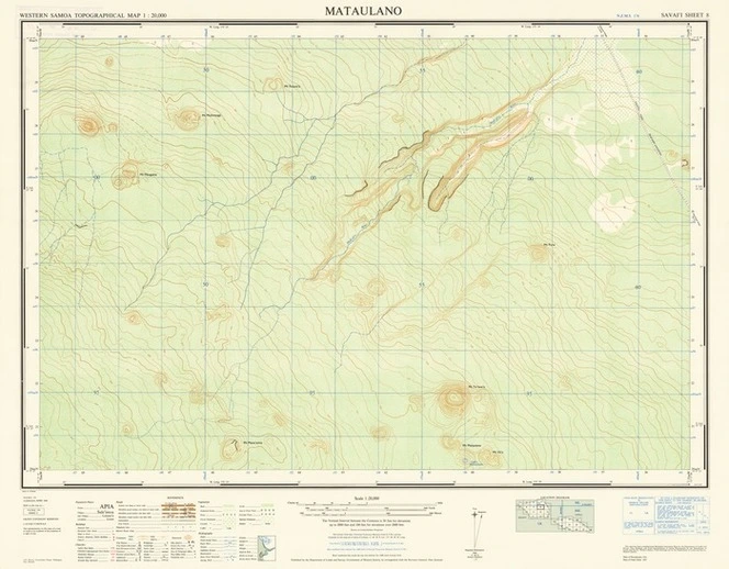 Mataulano [electronic resource] compiled from multiplex instrument plots by the Department of Lands and Survey, New Zealand, and field interpretation of aerial photographs by the Department of Lands and Survey, Western Samoa; final drawings are by the Department of Lands and Survey, Western Samoa; drawn by O. Tomane.