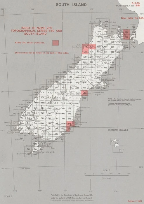 Index to NZMS 260 topographical series 1:50 000. South Island [electronic resource].