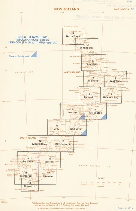 Index to NZMS 262 topographical series 1:250,000 (1 inch to 4 miles approx.) [electronic resource].