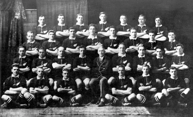 Group photograph of the All Blacks rugby football team for 1924 - Photograph taken by S P Andrew