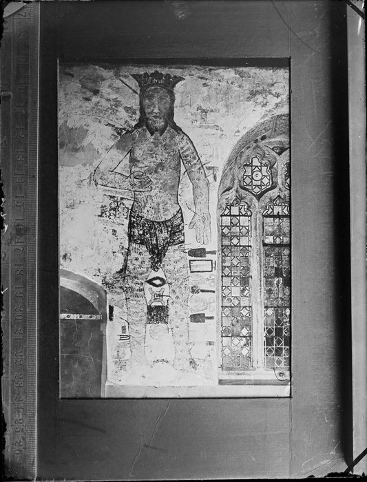 Copy photograph of Jesus the Christ wearing a crown, showing ruler on side of print, by an unknown artist, taken during Williams' European trip