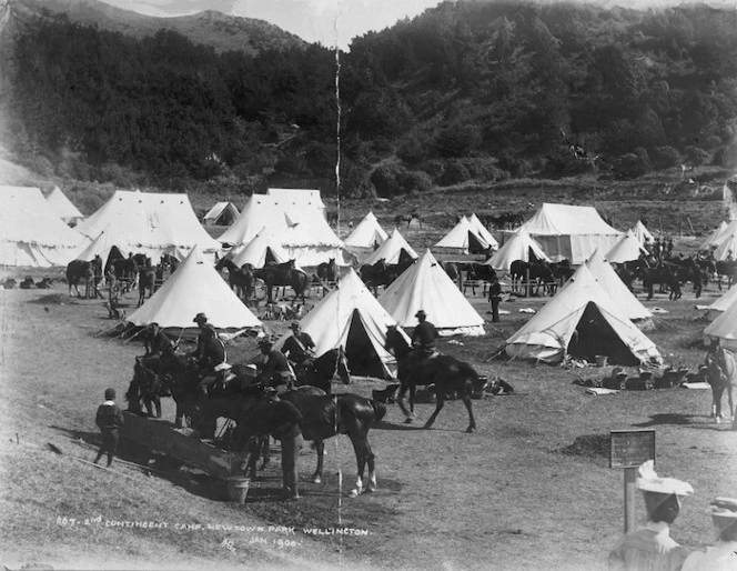 Brusewitz, Henry Elis Leopold, b ca 1855 : Military camp in Newtown Park, Newtown, Wellington for soldiers leaving for the South African war