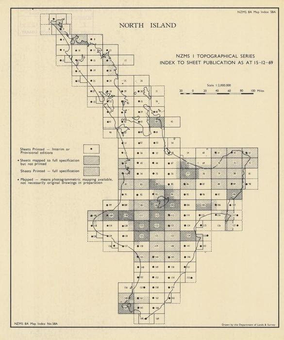 NZMS 1 topographical series index to sheet publication as at 15-12-69. North Island [electronic resource] / drawn by the Department of Lands & Survey.