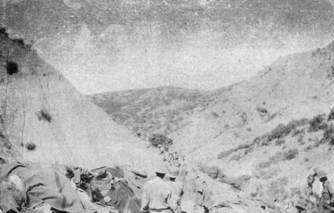 Soldiers setting up camp near Chailak Dere, Gallipoli, Turkey