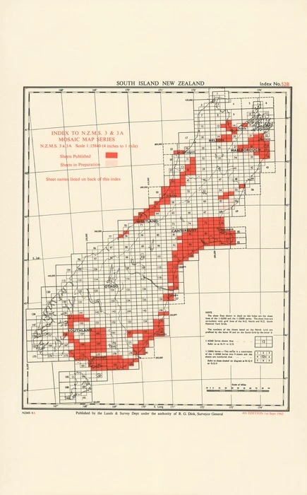 Index to N.Z.M.S. 3 & 3A mosaic map series. South Island New Zealand [electronic resource].