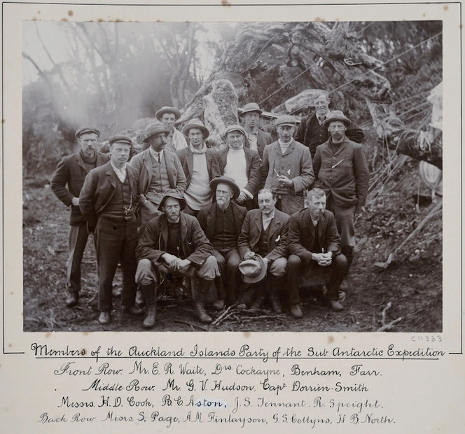 Members of the Auckland Islands Party of the Sub Antarctic Expedition - Photograph taken by Samuel Page