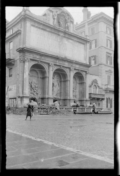 View of Fontana dell'Acqua Felice (Fountain of Moses), being refurbished, Quirinal District, Rome, Italy