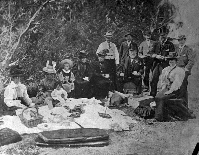 Richard Seddon and group, Bellevue gardens, Lower Hutt