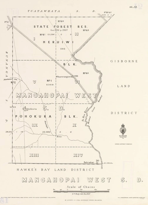 Mangahopai West S.D. [electronic resource] / E.T. Healy, delt., Nov. 1937.