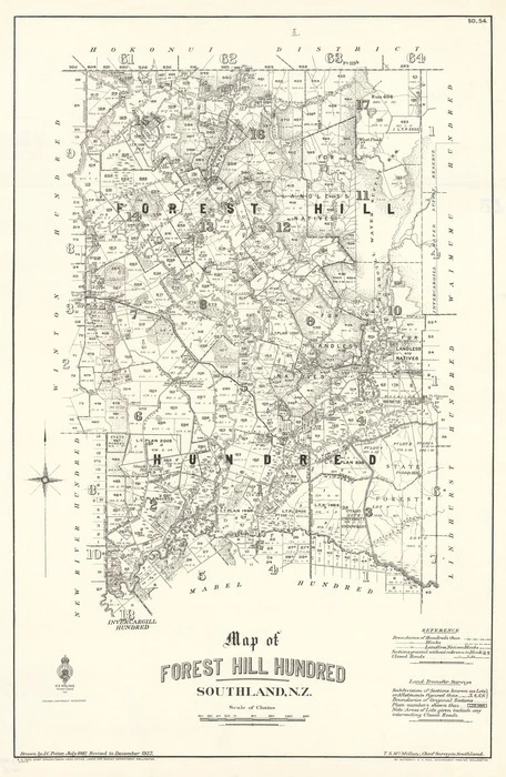 Map of Forest Hill Hundred, Southland, N.Z. [electronic resource] / drawn by J.C. Potter, July 1910.