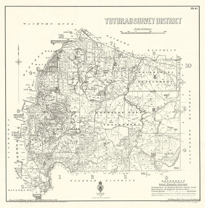 Tuturau Survey District [electronic resource] / drawn by J.M. Kemp, August 1888.