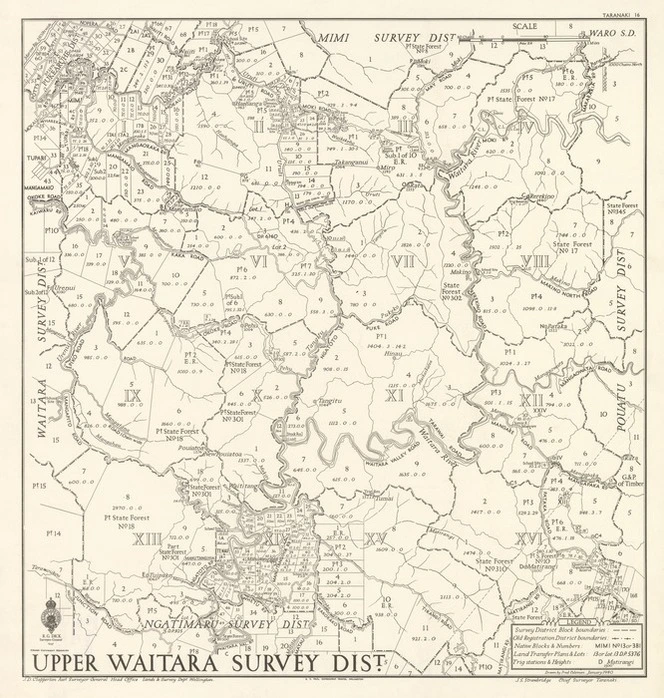 Upper Waitara Survey Dist [electronic resource] / drawn by Fred Coleman, January 1940.