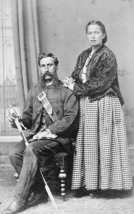 Batt, William James, fl 1868-1875 (Photographer) : Te Keepa Te Rangihiwinui and his wife