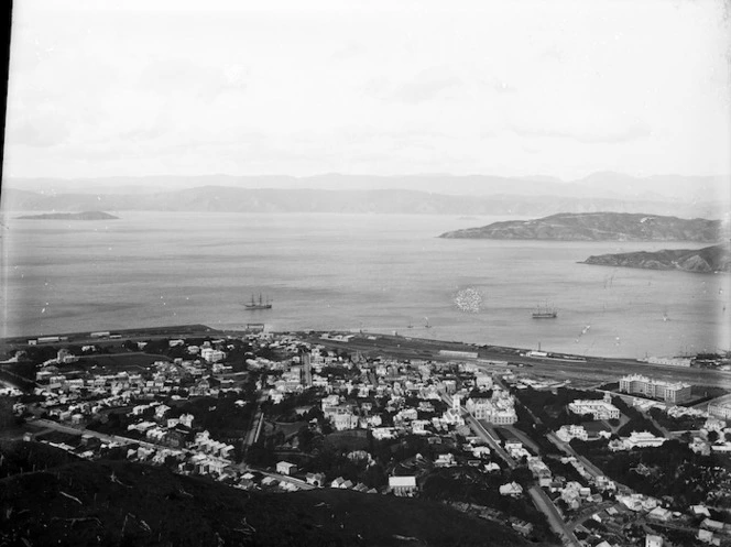 A view of Thorndon showing part of Wellington Harbour and Halswell Point