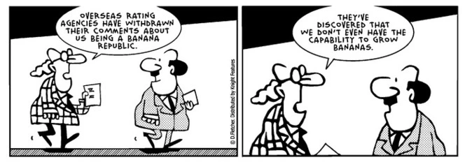Fletcher, David 1952- :"Overseas rating agencies have withdrawn their comments about us being a banana republic." The Politician. 27 May 2013