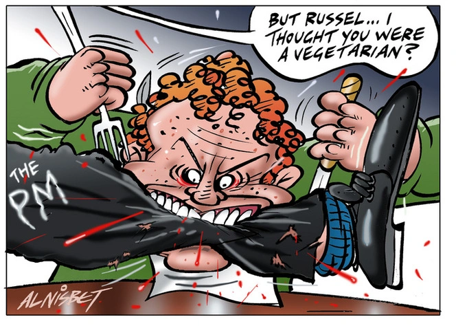 Nisbet, Alastair, 1958- :"But Russel...I thought you were a vegetarian?" 3 June 2013