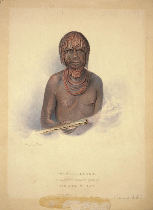 Bock, Thomas 1790-1855 :Manalargena, a chief of the eastern coast of Van Diemen's Land. [between 1830 & 1835]