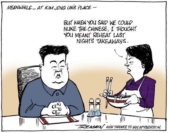 Tremain, Garrick, 1941- :Meanwhile... at Kim Jong Un's place... 13 April 2013