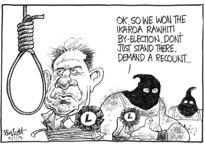 Scott, Thomas, 1947- :"Ok. So we won the Ikaroa Rawhiti by-election. Don't just stand there. Demand a recount..." 2 July 2013