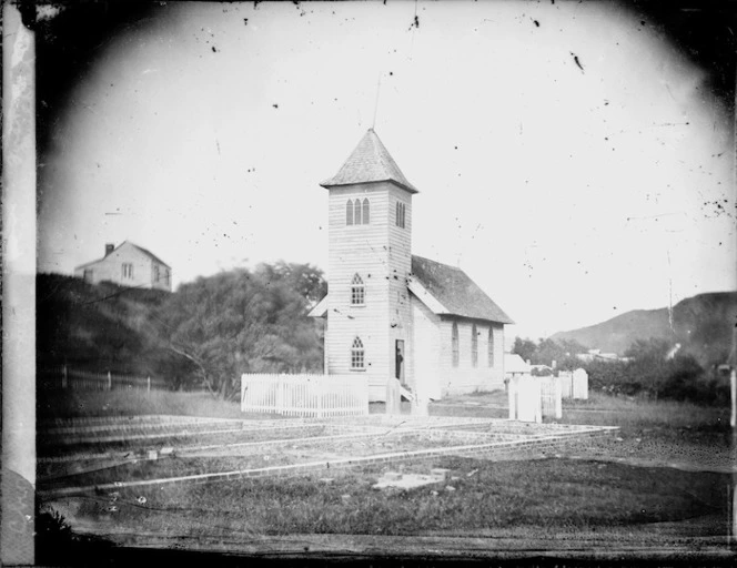 Christ Church, Wanganui, with the foundations of the second Christ Church alongside