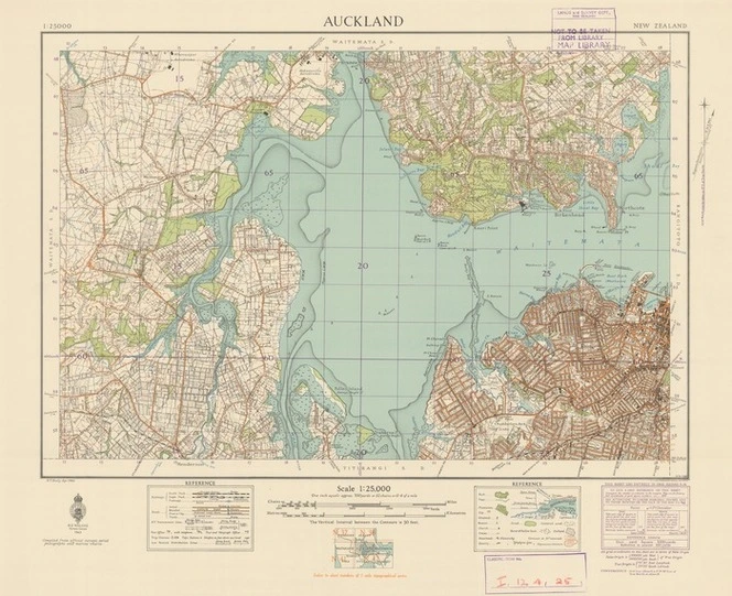 Auckland [electronic resource] / E.T. Healy, Apr 1942 ; compiled from official surveys and aerial photographs and marine charts.