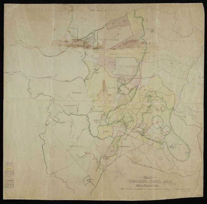 [Creator unknown] :Plan of Tongariro timber areas [map with ms annotations]. [1947]
