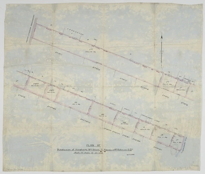 [Creator unknown] :Plan of subdivision of Himatangi No.1 Block ; Te Kawau & Mt. Robinson S.D. [ms map]. [n.d.]