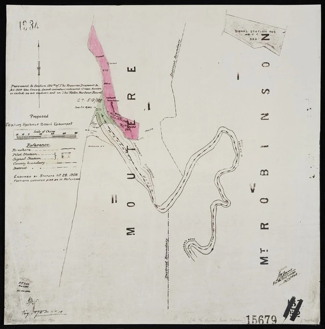 [Creator unknown] :Foxton Harbour Board endowment [map with ms annotations]. 11/7/08 [1908]