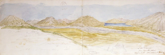 Haast, Johann Franz Julius von, 1822-1887: Lake Colaridge from moraine near Major Scott's woolshed. 4 April 1866