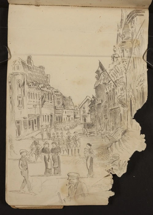 O'Grady, James, 1882?-1956 :[French street scene, possibly in Solesmes. 1918]