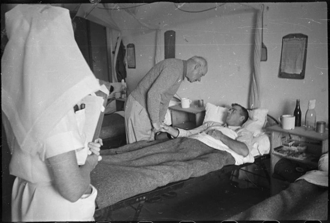 New Zealand Prime Minister Peter Fraser visiting a hospital in Caserta, Italy, during World War 2