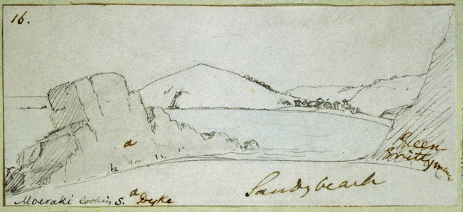 [Mantell, Walter Baldock Durrant] 1820-1895 :Moeraki looking S[outh] [November 1848].