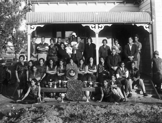 Maori group and trophies