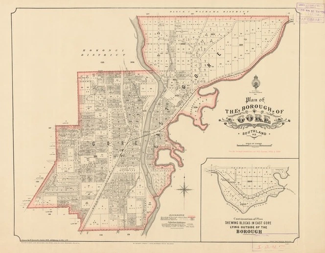 Plan of the Borough of Gore, Southland, N.Z. [electronic resource] / drawn by W. Deverell, October 1902.