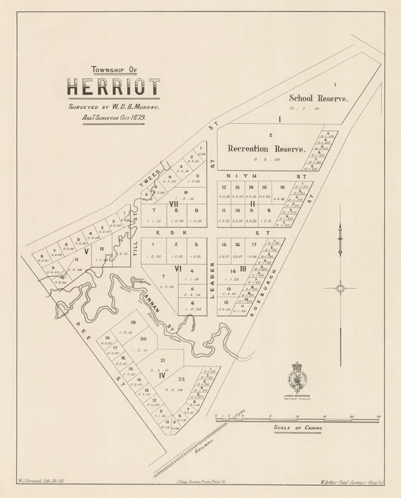 Township of Herriot [electronic resource] / surveyed by W.D.B. Murray, asst. surveyor, Oct 1879 ; W.J. Percival, Lith. 29.1.80.