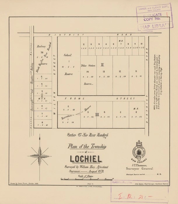 Plan of the township of Lochiel [electronic resource] / surveyed by Wiliam Hay, assistant surveyor, August 1879 ; drawn by James Fraser, October 1879.