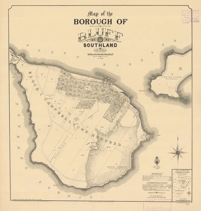 Map of the Borough of Bluff, Southland [electronic resource] drawn by J.C. Potter, March 1907.