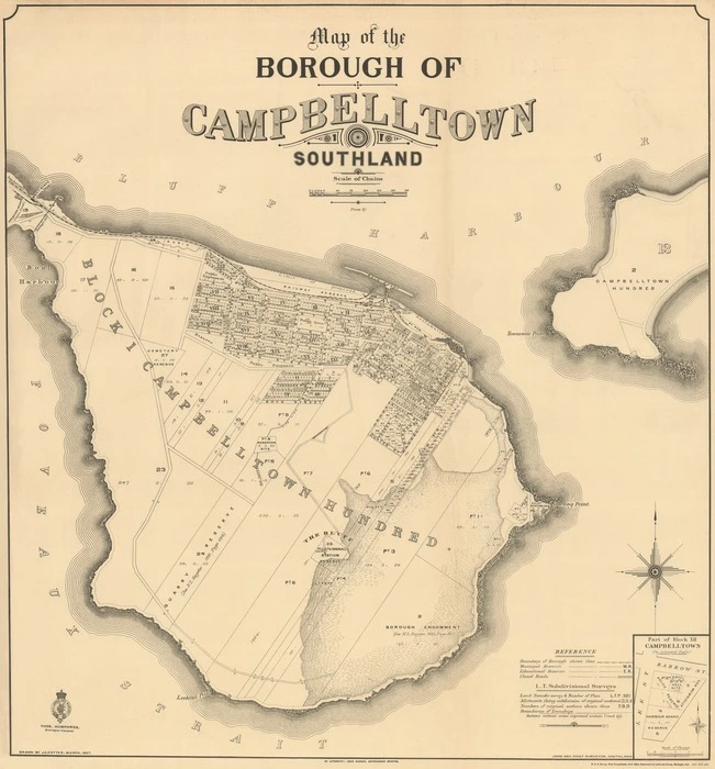 Map of the Borough of Campbelltown, Southland [electronic resource] drawn by J.C. Potter, March 1907.