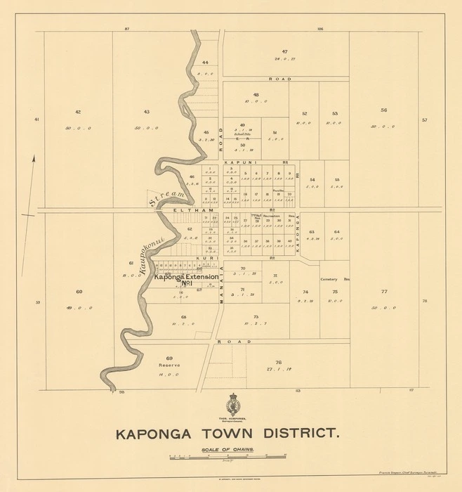 Kaponga town district [electronic resource] / Francis Simpson, chief surveyor, Taranaki.