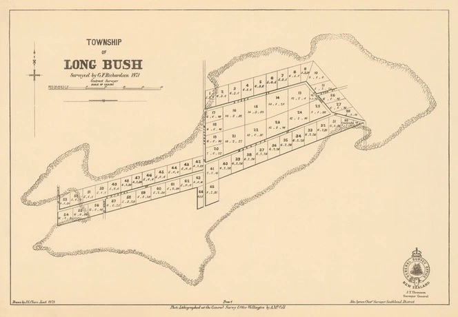 Township of Long Bush [electronic resource] / surveyed by G.F. Richardson, 1871, contract surveyor ; drawn by J.G. Clare, Jany. 1878.