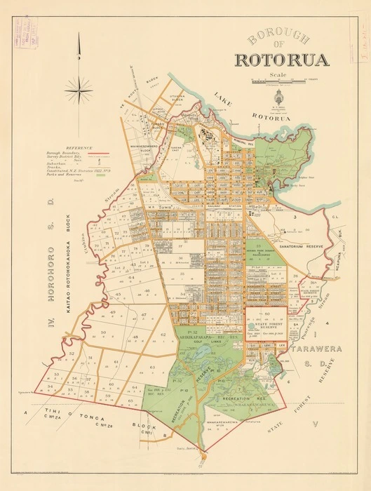 Borough of Rotorua [electronic resource] / J.F.A. Cameron, delt. 12:4:27 ; H.E. Walshe, chief draughtsman.