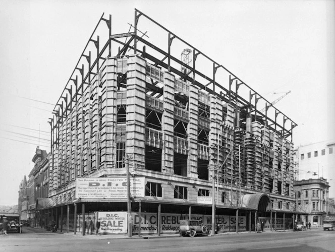 DIC building under construction, on the corner of Brandon Street and Lambton Quay, Wellington