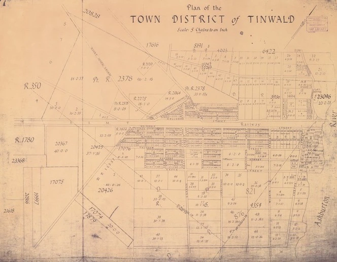 Plan of the town district of Tinwald [electronic resource].