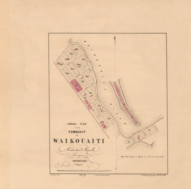 General plan of the township of Waikouaiti [electronic resource] / Richardson & Reynolds, surveyors, August, 1862 ; David Henderson delt.