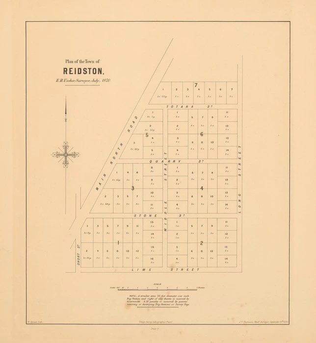 Plan of the town of Reidston [electronic resource] E.R. Ussher, surveyor, July 1870.